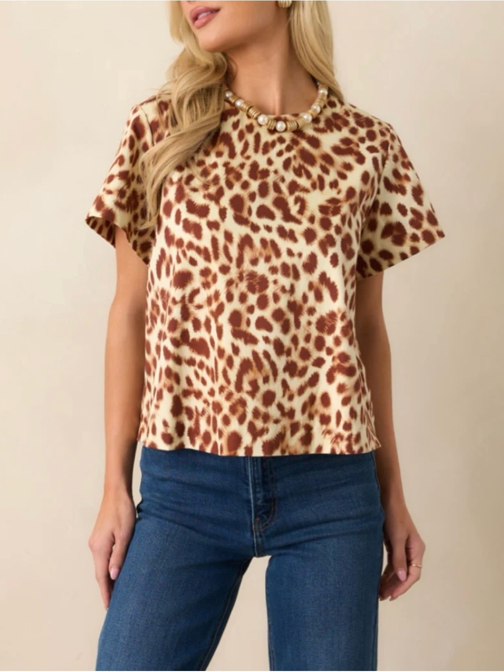 PROSPERINA TYLER BROWN LEOPARD PRINT COTTON TOP